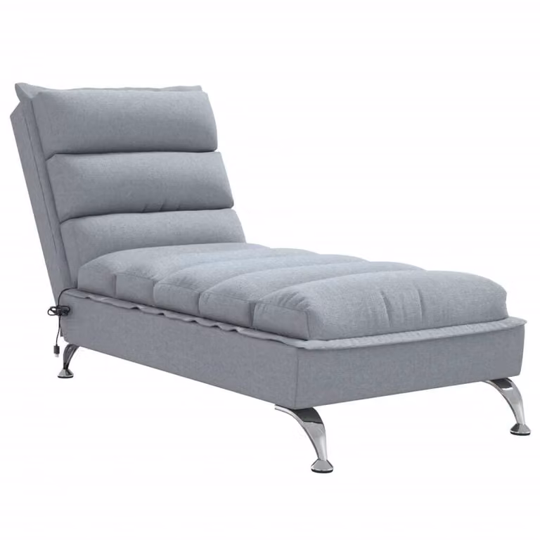 Chaise longue da massaggio con cuscino Tessuto grigio chiaro