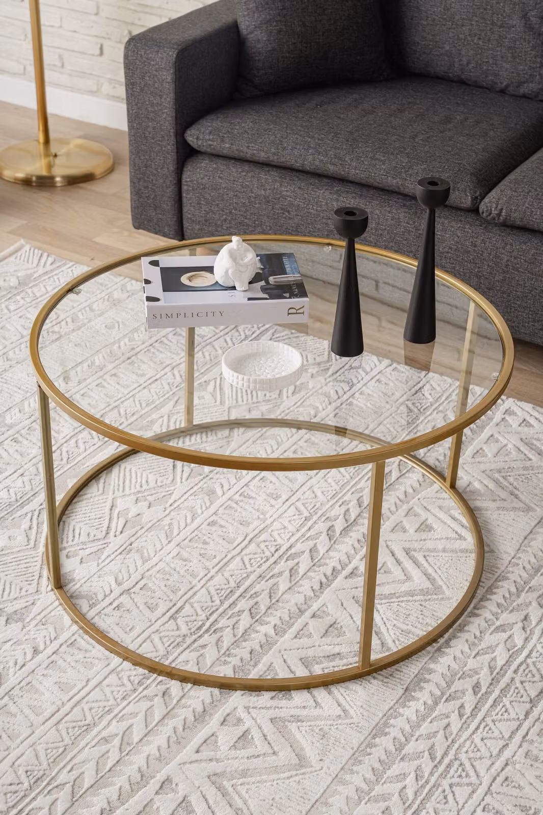 Skye Decor, Berlino - Gold, tavolino, oro, 100 % vetro temperato, 80 x 80 x 45 cm