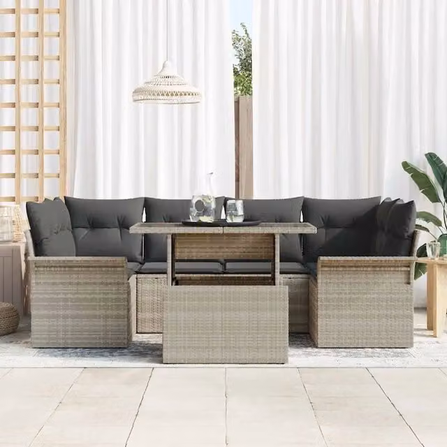 Set Divano da Giardino 7 pz Grigio chiaro 3356955