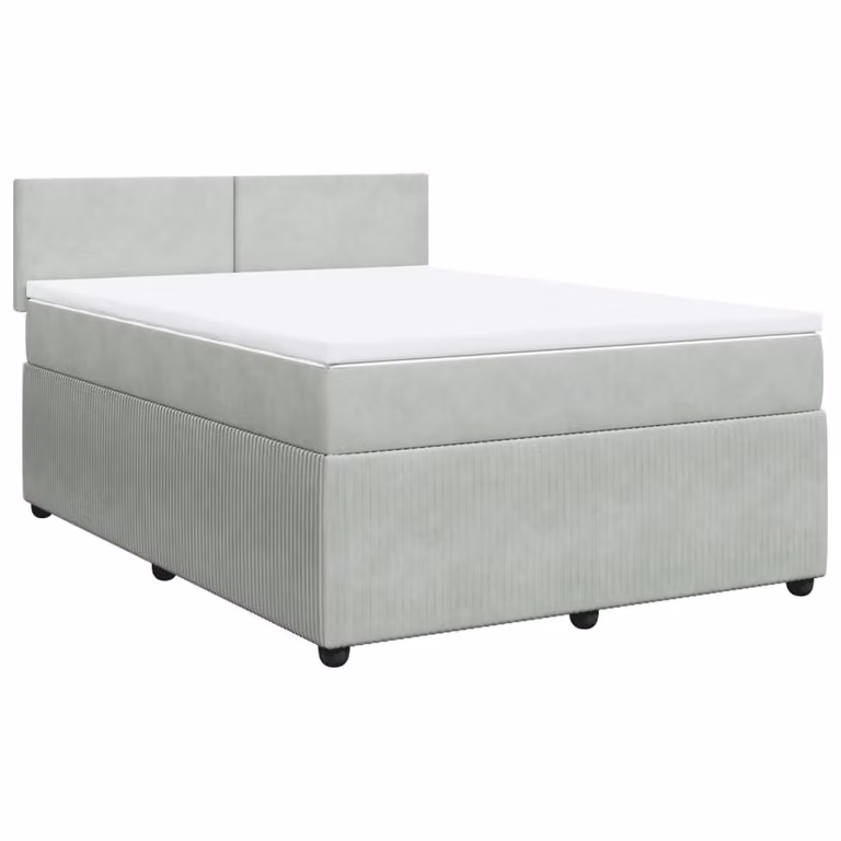 Giroletto a Molle con Materasso Grigio Chiaro 140x190cm Velluto