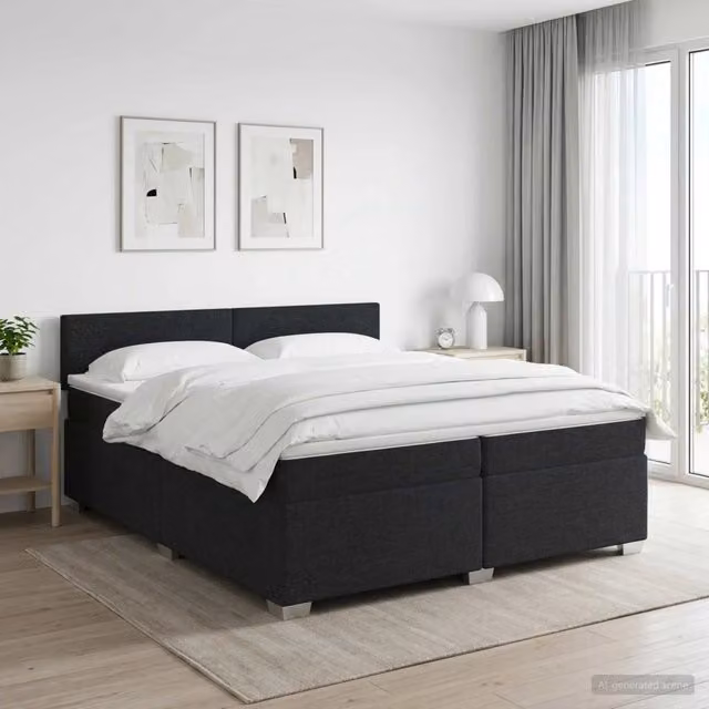 Letto box spring con materasso ibrido vidaXL nero L/P: 200 x 200 cm – 1