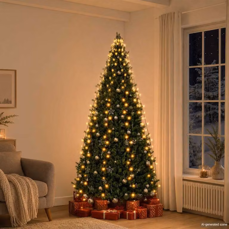 Rete di luci LED vidaXL per albero di Natale, 250 LED, Bianco Caldo, 250 cm