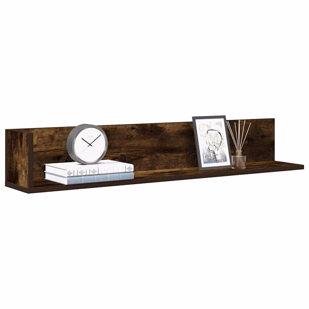 Set di 2 mensole da parete vidaXL in MDF color Rovere Fumo, L 100 x P 16,5 x H 16,5 cm