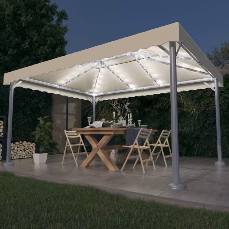 The Living Store gazebo con luci LED 400x300 cm in alluminio bianco panna