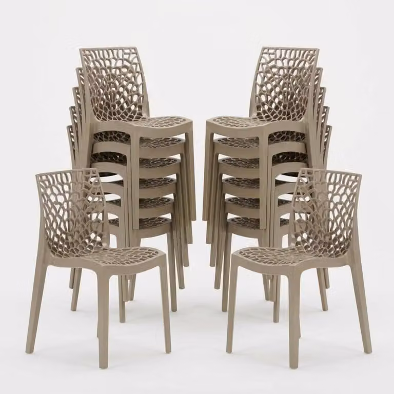set di 22 sedie impilabili Gruvyer Grand Soleil per bar e ristoranti - Iuta beige