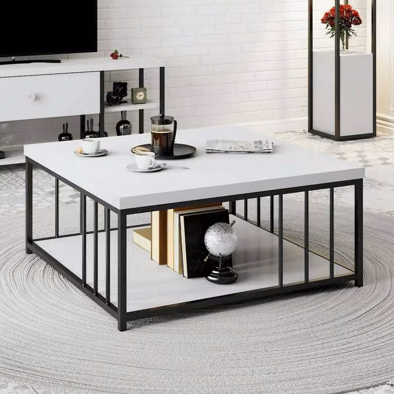 Dmora Tavolino da Salotto Raiden 90x90x40h cm Nero, un Vano Portariviste