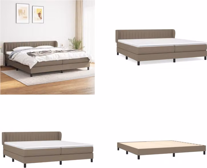 vidaXL Letto boxspring con materasso Taupe 200x200 cm in tessuto - Letto boxspring - Boxspringbetten - Bett - Schlafzimmermöbel