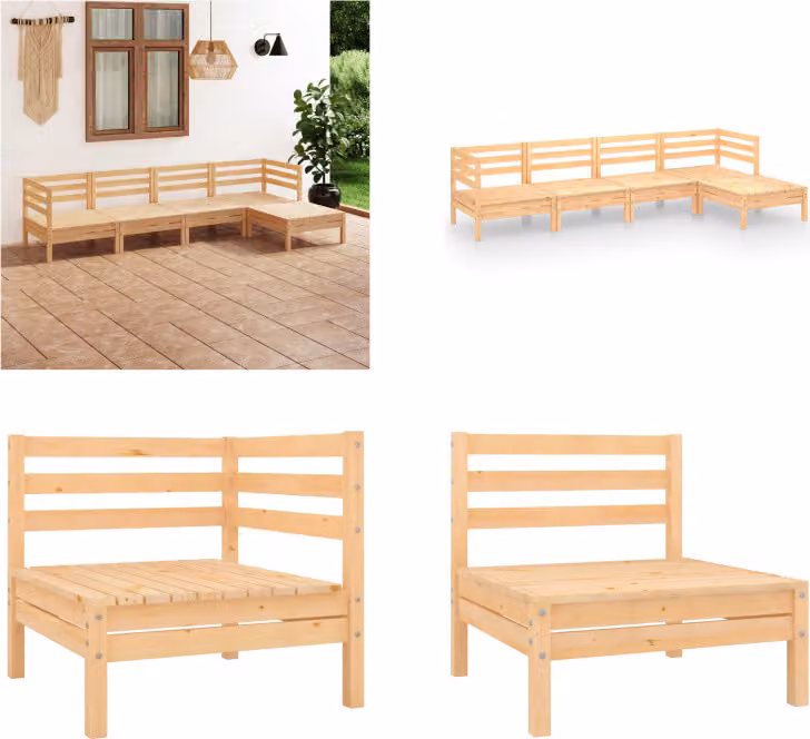 vidaXL 5 pezzi set salotto da giardino pino massiccio - Set salotto da giardino - Set salotto da giardino - Set divano pallet - Set divano pallet