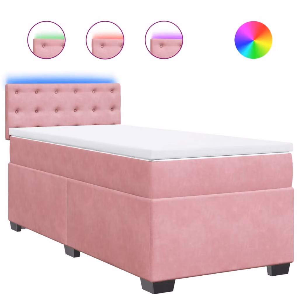 Giroletto a Molle con Materasso Rosa 80x200 cm in Velluto