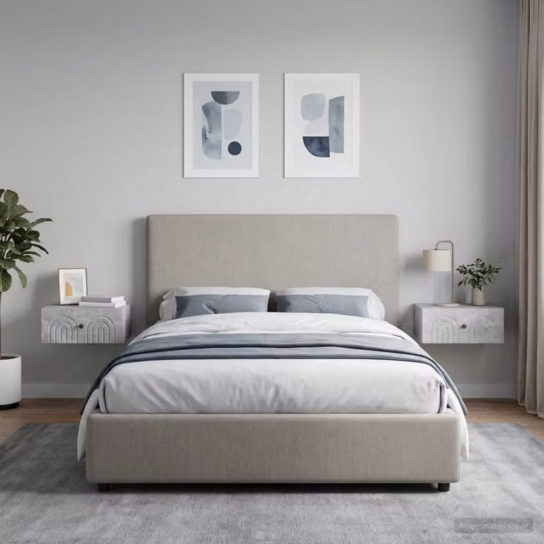 Set di 2 comodini sospesi vidaXL in stile moderno, colore grigio cemento, L: 49 cm, P: 34,5 cm, H: 20 cm