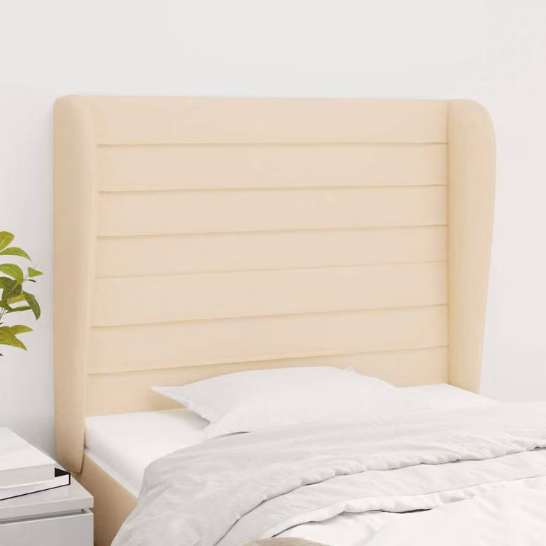 Testiera ad orecchio vidaXL in tessuto beige L: 103 cm, P: 23 cm, H: 118/128 cm