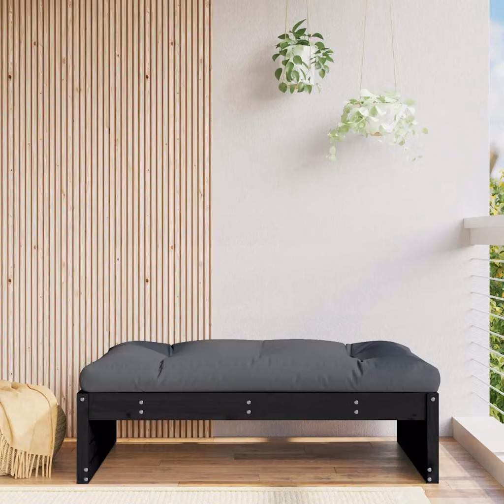 vidaXL Poggiapiedi da Giardino in Legno di Pino Nero L: 120 cm, P: 80 cm, H: 30 cm