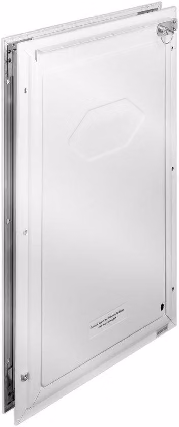 Porta per animali domestici, telaio in alluminio di 11,3 x 16,02 pollici, con serratura e sportello a battente, resistente agli agenti atmosferici (bianco)