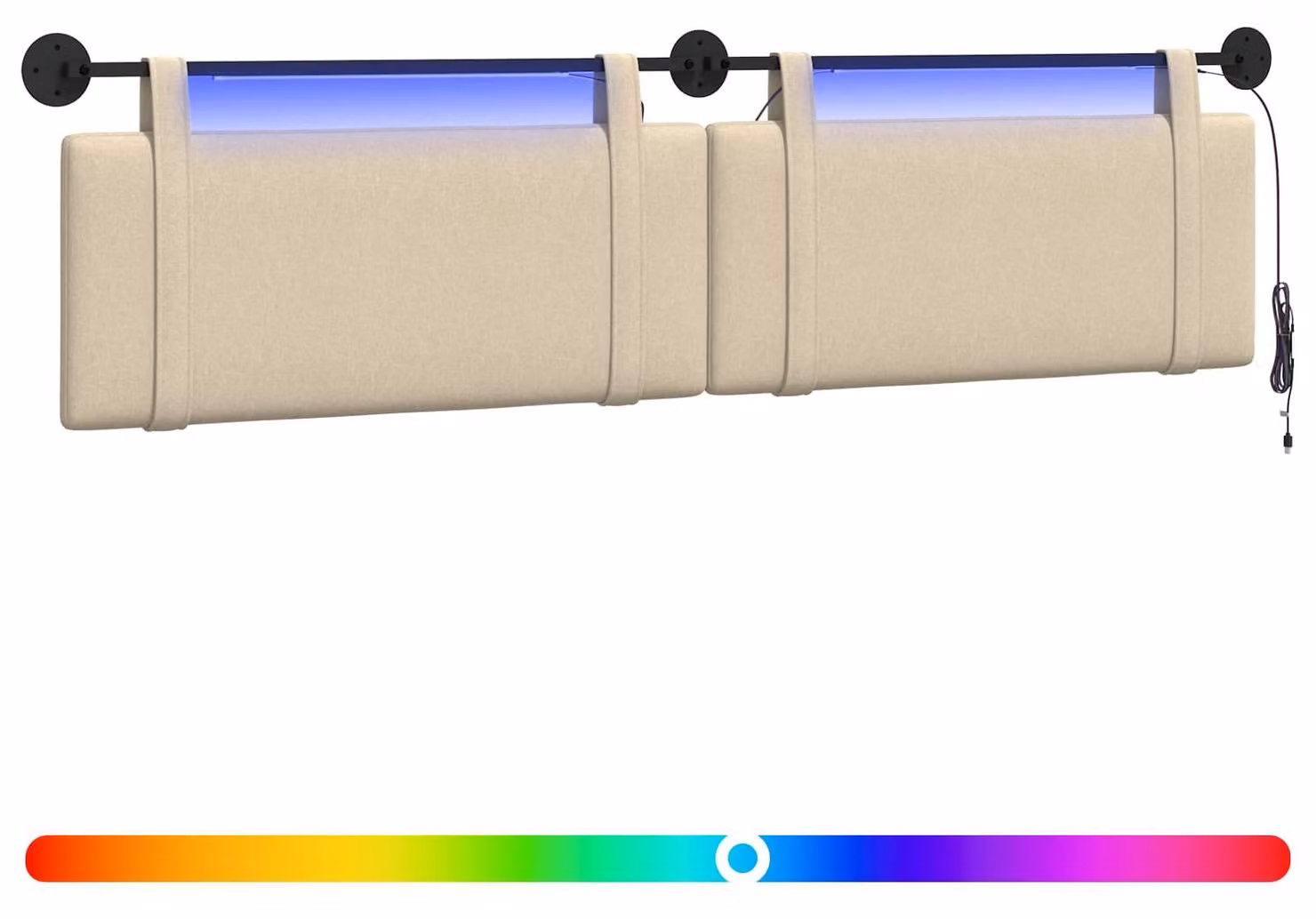 Testiera sospesa Con luce LED Crema Tessuto