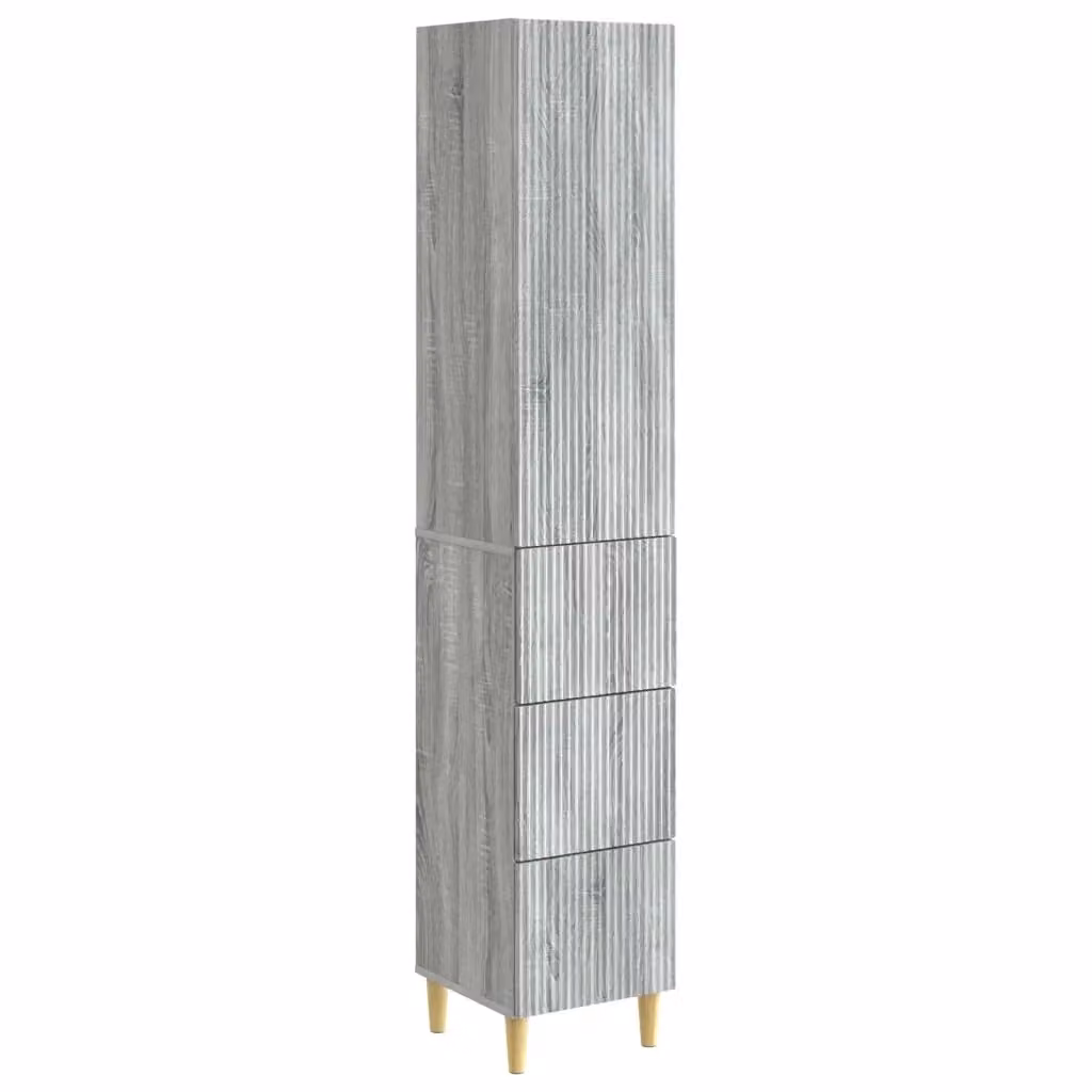 Set di 2 armadi moderni vidaXL in MDF grigio opaco con ante a battente e cassetti interni – 2