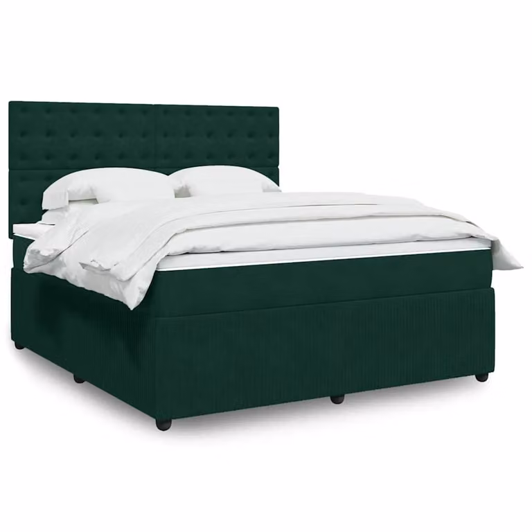 Giroletto a Molle con Materasso vidaXL in Velluto Verde Scuro L: 180 cm, P: 200 cm