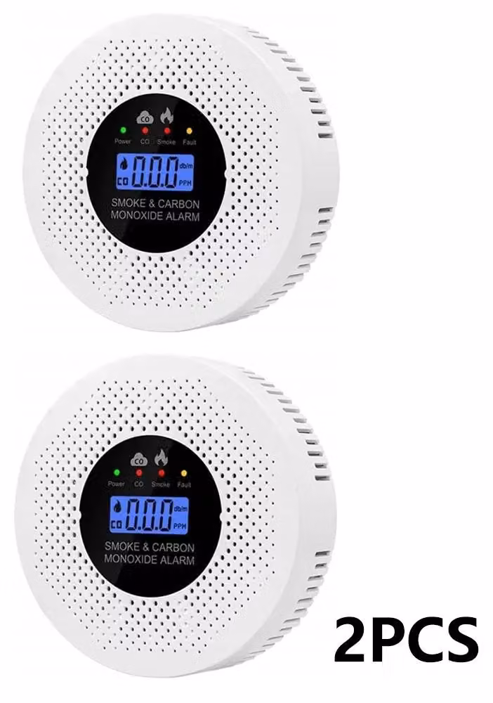 Rilevatori di monossido di carbonio e fumo - Display LCD - Monitoraggio in tempo reale - Allarme acustico e visivo - Alimentazione a batteria - Confezione da 2 - Batterie non incluse