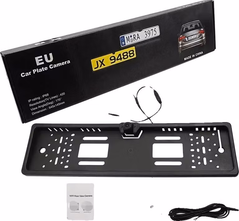 Telecamera posteriore, angolo di visione di 170°, visione notturna, colore nero, 12 V