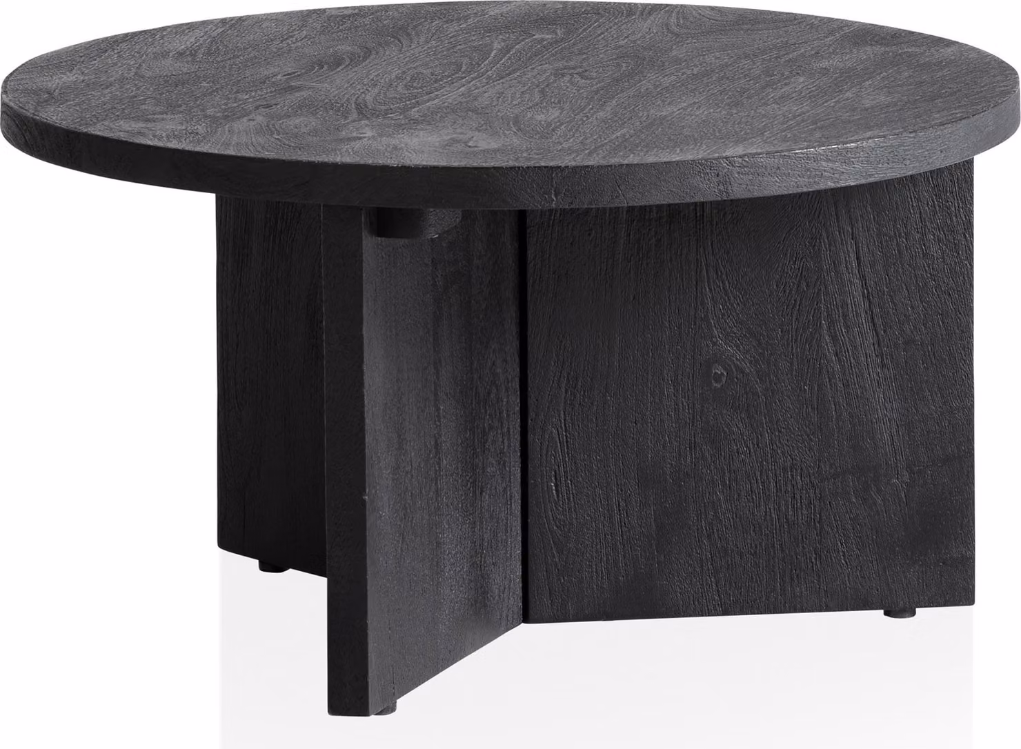 WOHNLING Tavolino 60x60x33 cm Mango Legno Massiccio Nero Divano Tavolo Rotondo Soggiorno Tavolo Treppiede Tavolino Soggiorno Basso Moderno
