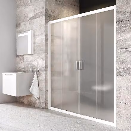 Ravak Blix - Porta doccia a quattro elementi BLDP4-160, 1570-1610 mm, bianco/vetro Uva 0YVS0100ZG