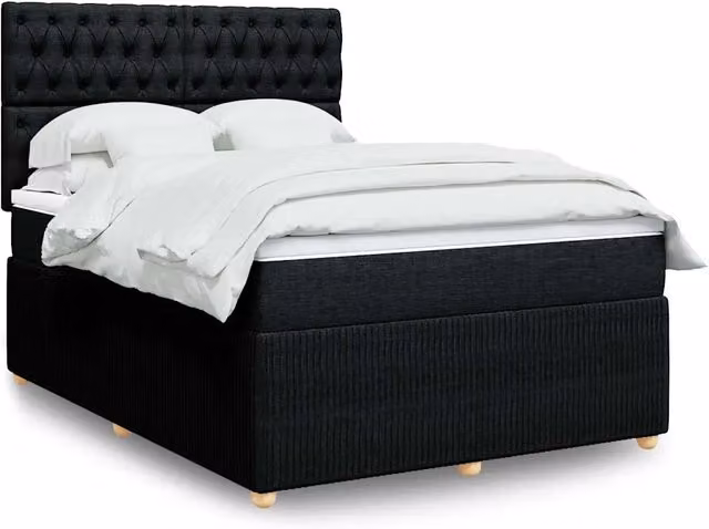 Giroletto a Molle con Materasso Nero 160x200 cm in Tessuto 3294416