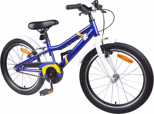 Bicicletta per bambini da 20 pollici in metallo e gomma, blu e bianca