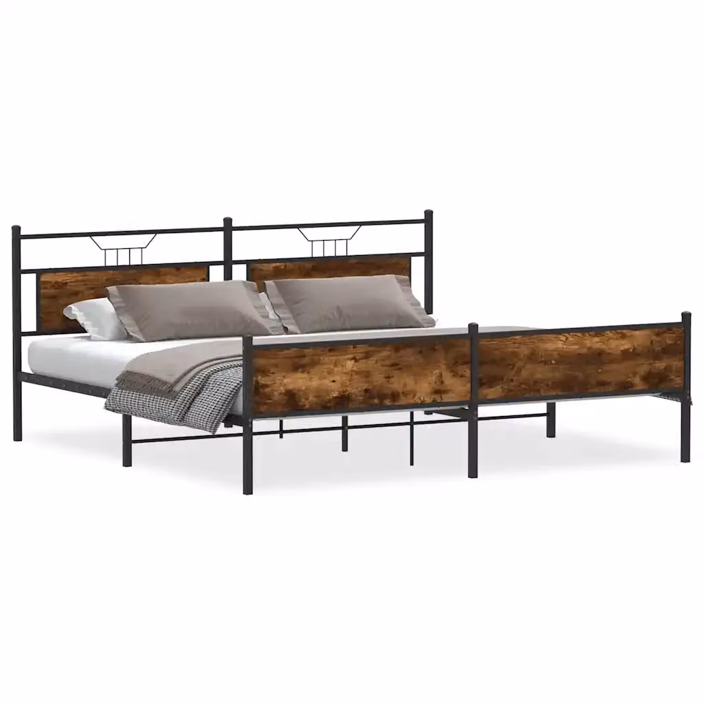 Giroletto vidaXL in metallo e MDF color rovere fumo L: 193 cm, P: 203 cm – 2