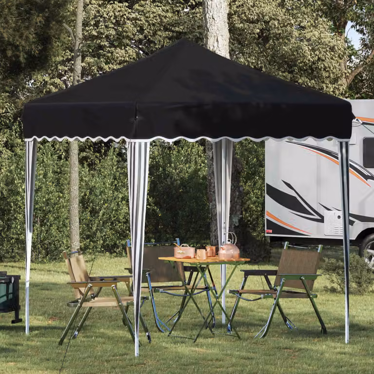 vidaXL Tenda per feste a pop-up in acciaio, colore antracite e nero, L/P/H: 195 x 195 x 245 cm