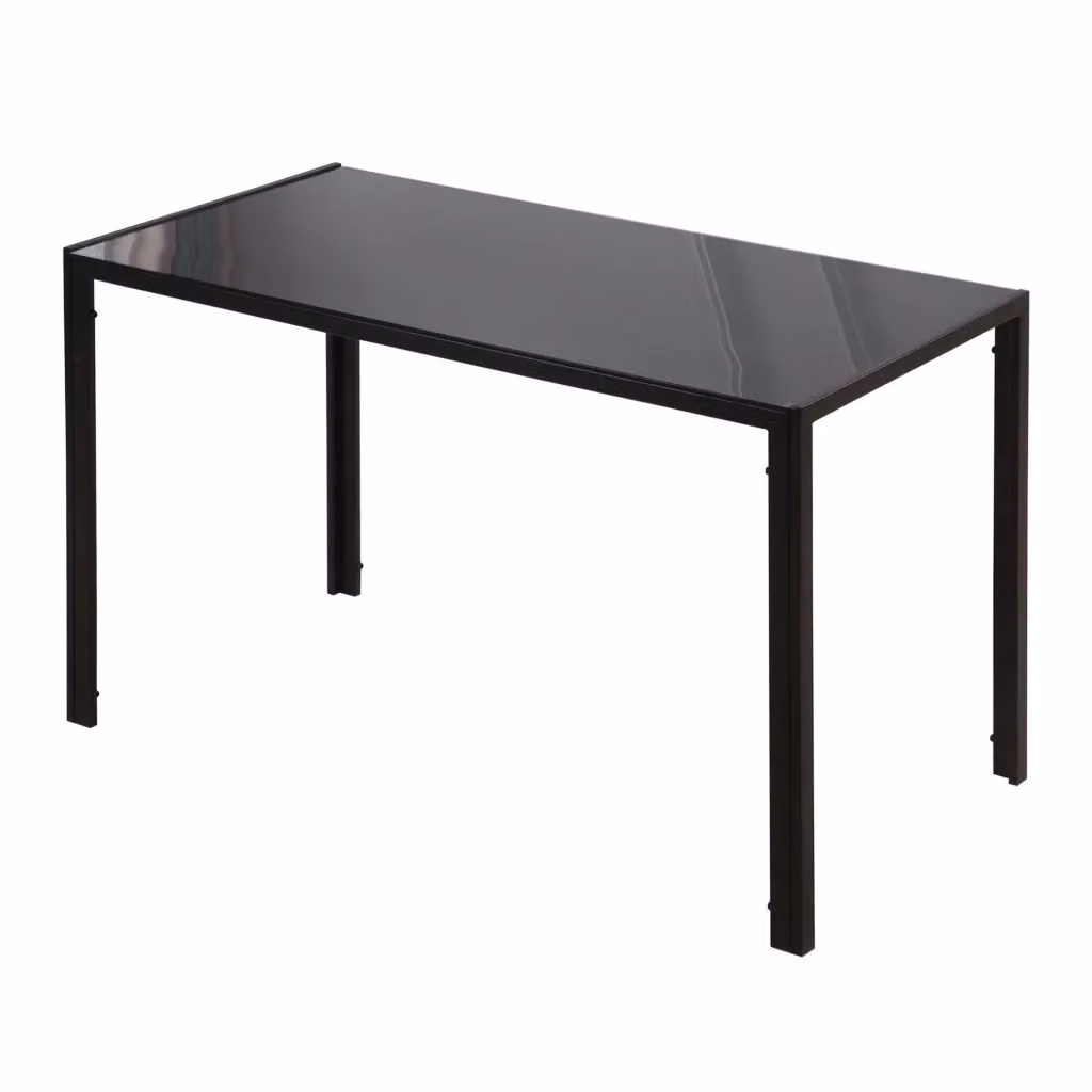 Tavolo da pranzo moderno Xylo con piano in vetro trasparente e struttura in metallo nero L/P/H: 120 x 60 x 75 cm – 2