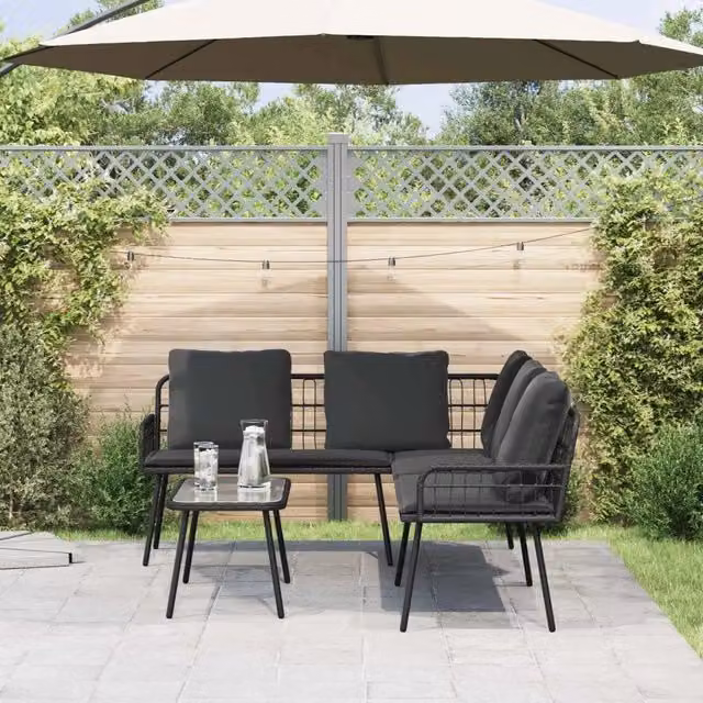 Set Divano da Giardino 2 pz Nero polyrattan 3328648