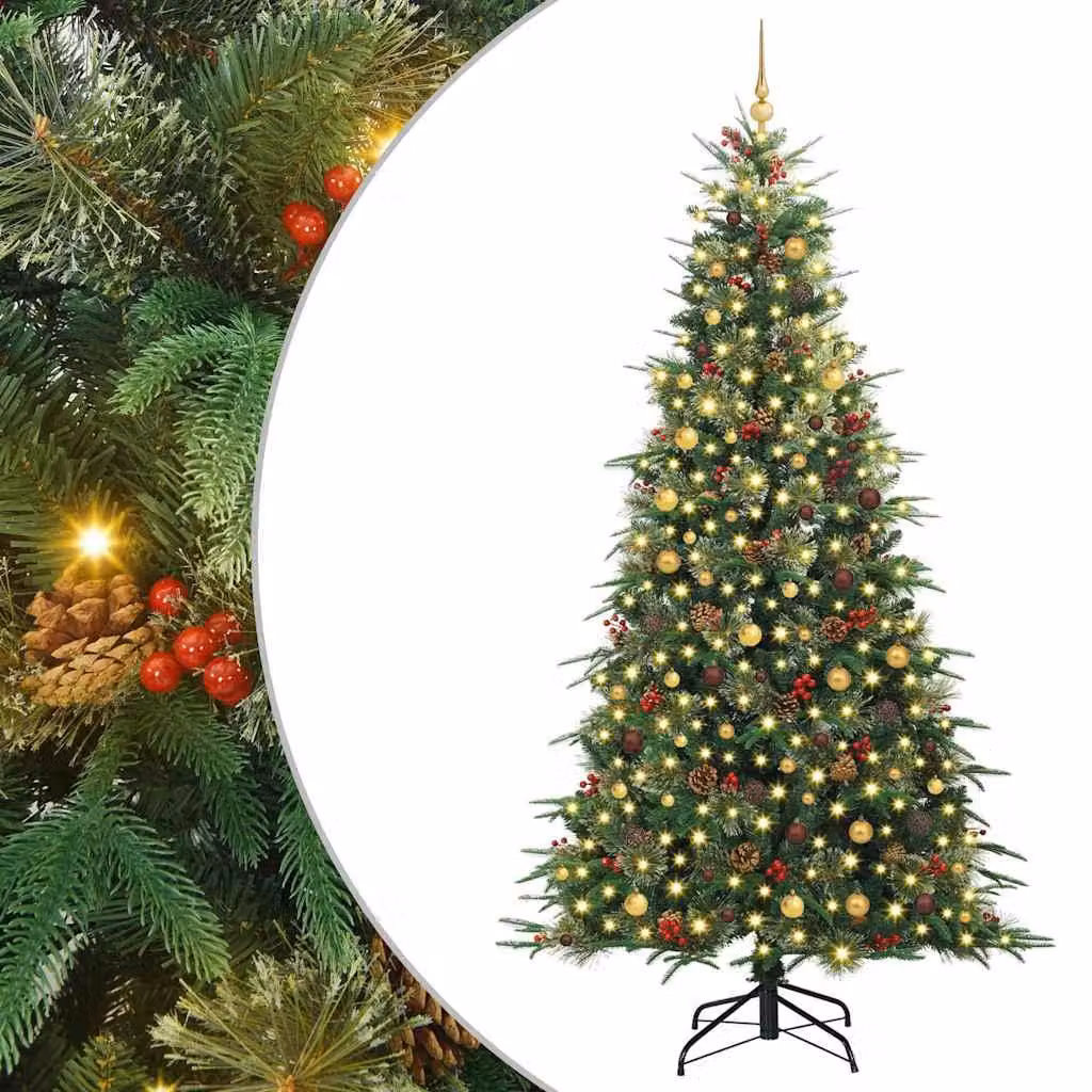 Albero di Natale artificiale pieghevole verde 240 cm PE e PVC