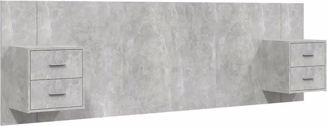 Testiera | Testata Letto con Comodini in Legno Multistrato Grigio Cemento