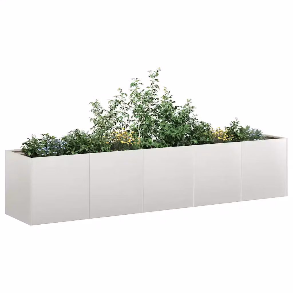 vidaXL Fioriera in Acciaio Inox Argento L: 200 cm, P: 40 cm, H: 40 cm