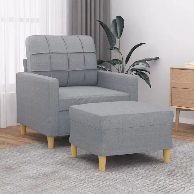 Poltrona relax con poggiapiedi vidaXL in tessuto grigio moderno per soggiorno
