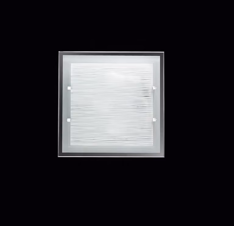 Plafoniera in vetro striato 40x40 cm, 3xE27 Max 40W, design moderno ed elegante per illuminazione d'interni, finitura decorativa - Perenz