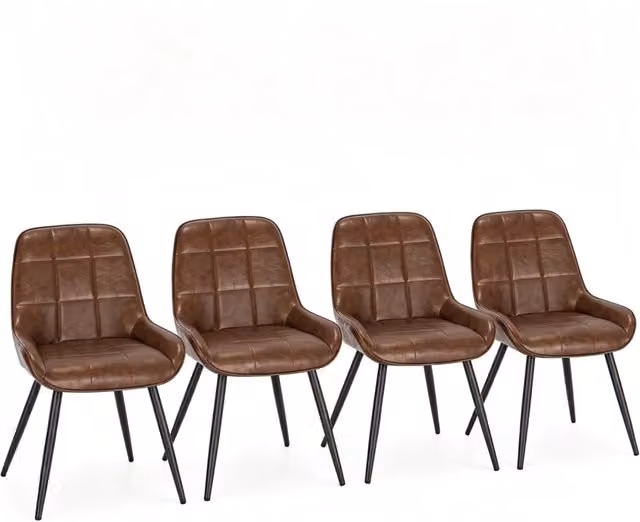 Set di 4 sedie da pranzo 81,5 cm marrone in similpelle e metallo