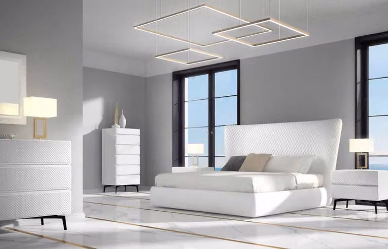 Bettrahmen Möbel Design Doppelbett Luxus Schlafzimmer Holz Kunstleder Bett