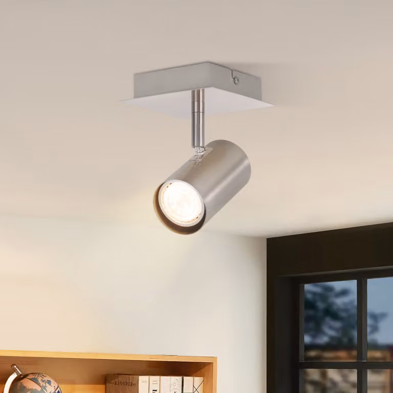 ZMH LED plafoniera faretto da soffitto 1 fiamma GU10 plafoniera corridoio 330° orientabile moderno faretto da soffitto interno nichel per camera da letto soggiorno cucina corridoio