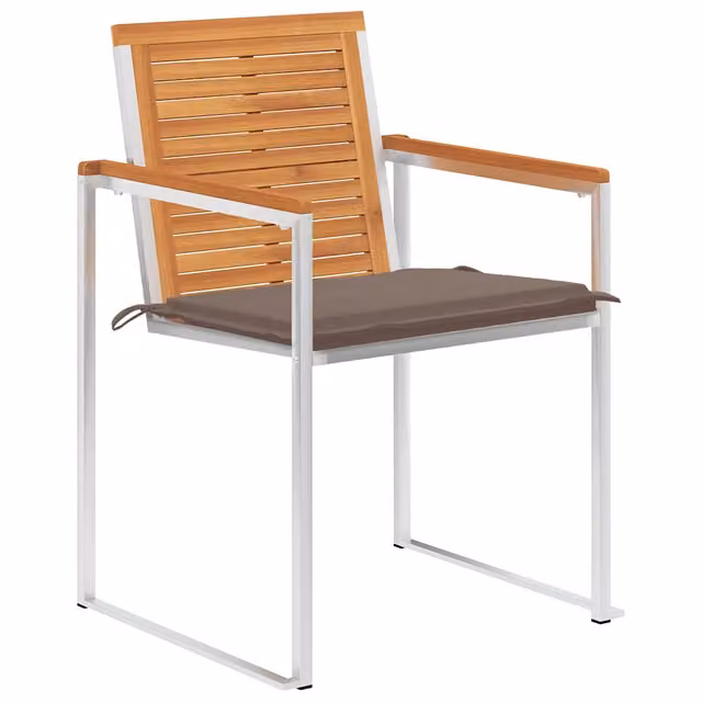 Sedie da Giardino con Cuscini 4 pz in Legno Massello di Acacia 3078478