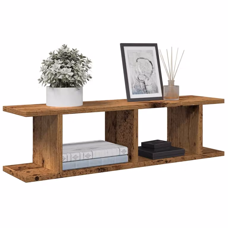 Set di 2 mensole da parete vidaXL in legno vecchio marrone, L 75 cm x P 20 cm x H 18 cm