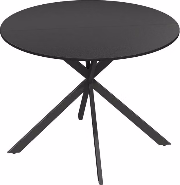 Tavolo da pranzo rotondo industriale per 4 persone con gambe in acciaio nero, piano in legno, diametro 100 cm
