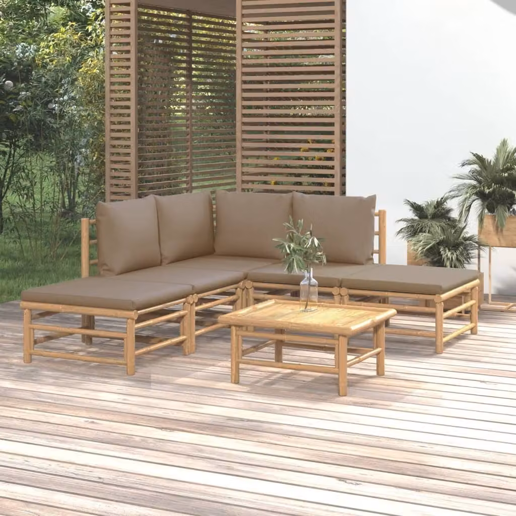 Maison Exclusive - Set da giardino da 6 pezzi con cuscini color taupe in bambù