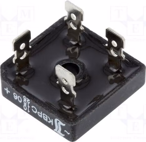 1x Raddrizzatore a ponte monofase Urmax: 600V, corrente: 10/15/25A, montaggio a foro passante (THT), modello KBPC10/15/2506FP