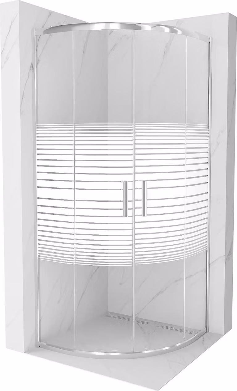 Mexen Rio cabina doccia semicircolare 70 x 70 cm, strisce bianche, cromo - 863-070-070-01-20