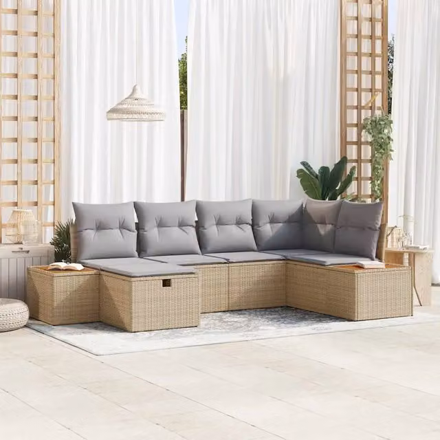 Set Divano da Giardino Beige polyrattan 3360964