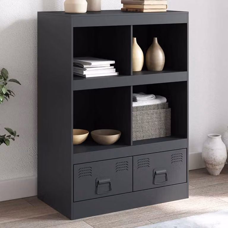 Credenza moderna vidaXL in metallo antracite opaco L: 67 cm, P: 39 cm, H: 95 cm
