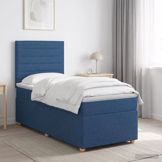 Letto box spring con materasso Blu 90 x 190 cm Tessuto 3453773