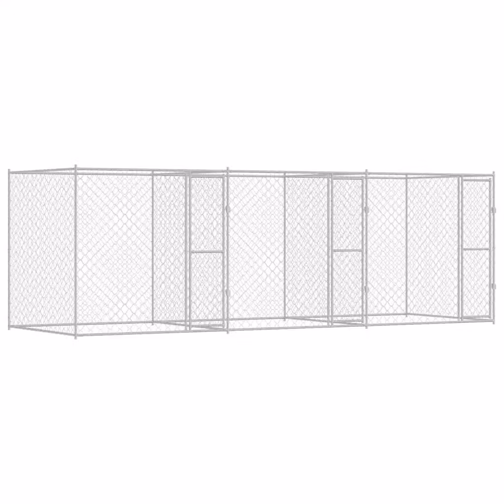 Gabbia per cani vidaXL in metallo argentato resistente alle intemperie L: 600 cm, P: 200 cm, H: 200 cm – 2