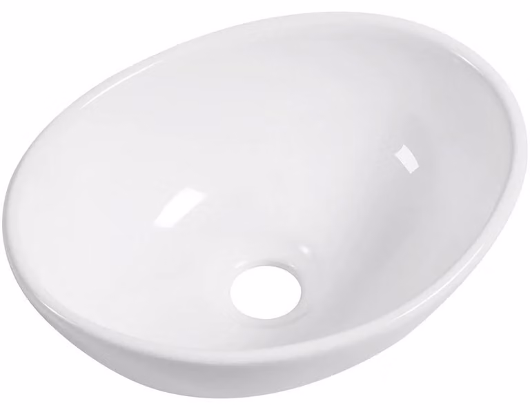 Lavabo in Vetroceramica Minio, da appoggio, bianco lucido, 34,5x26 cm