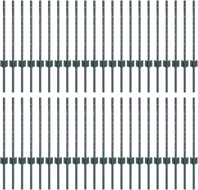 Palo della recinzione 44 pz Verde 100 cm Acciaio CFW6220615